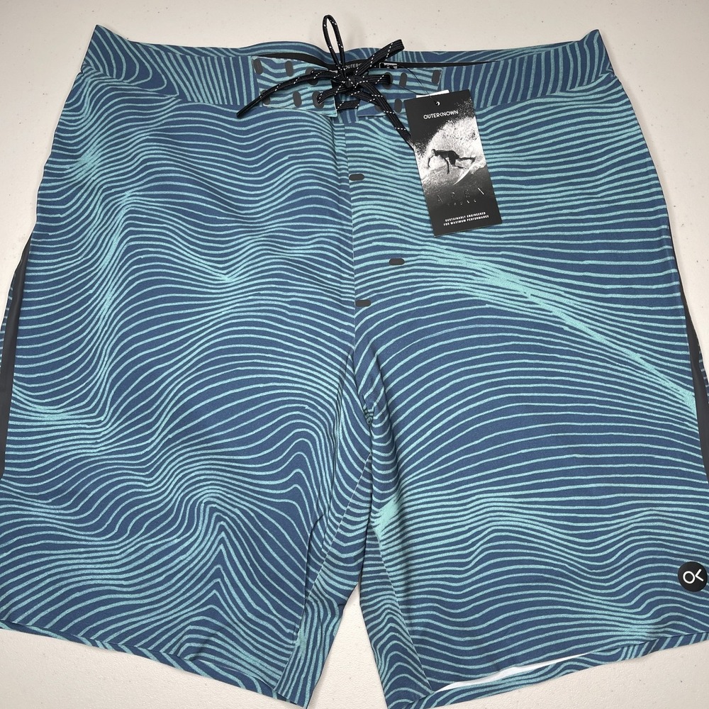 Outerknown Apex Trunks Board Shorts Kelly Slater Men's Size 32 9" Blue Surf New